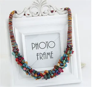 Boho Jewelry Multi-Color Natural Stone Choker Collar Necklace Bitches Gifts Collier Bijoux