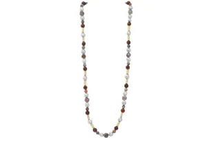 Botswana Agate, Pearls, and Garnet Beaded Necklace