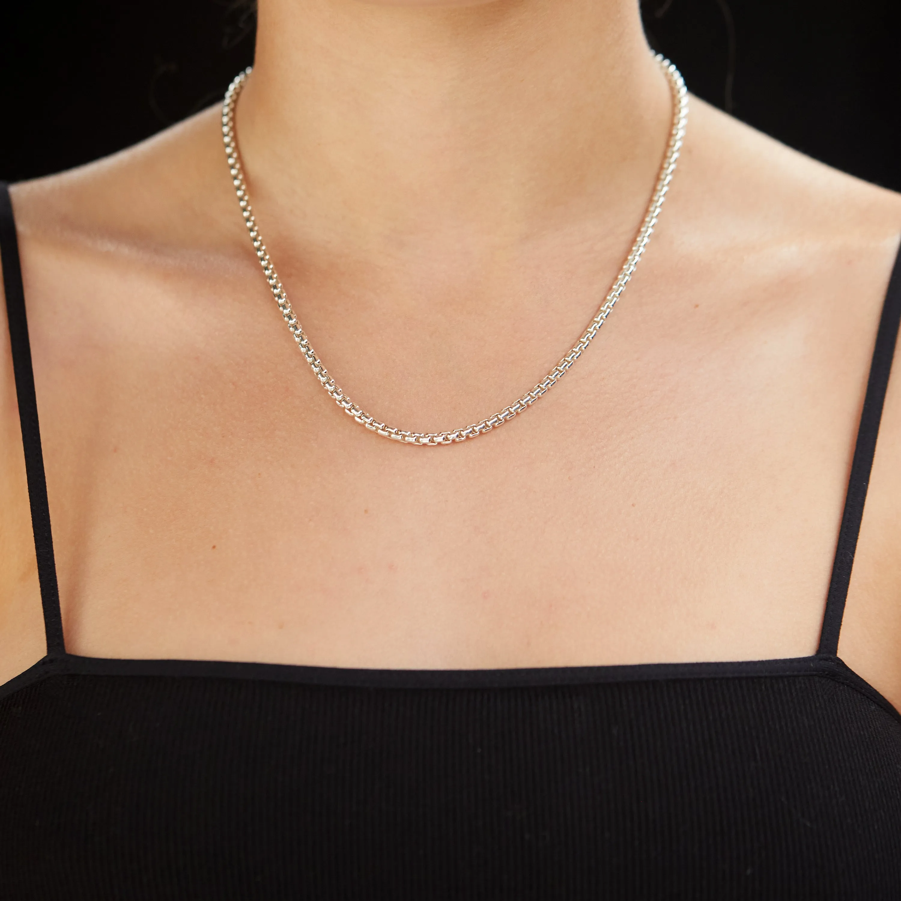 Box Chain Choker - Sterling Silver