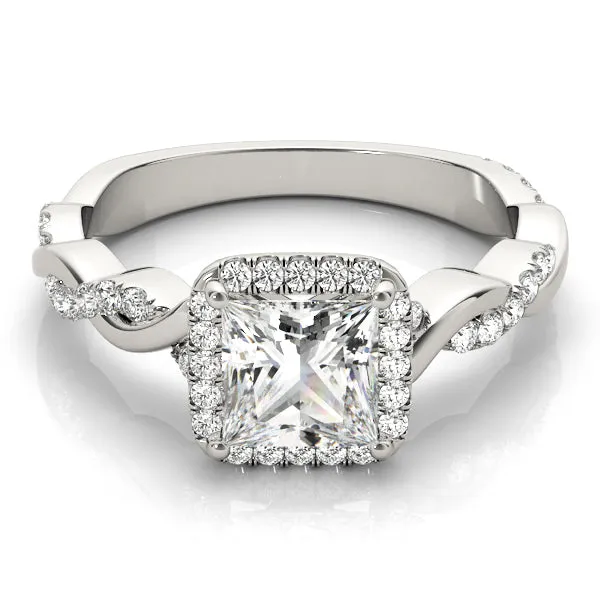 Braided Shank With Princess Cut Halo Head - TN51082-E