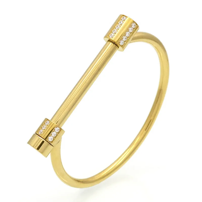 Brand Jewellery Screw Love Bracelets For Women CNC Inlaid Zircon Crystal D Shape Bracelets & Bangles Pulsera Christmas Gift