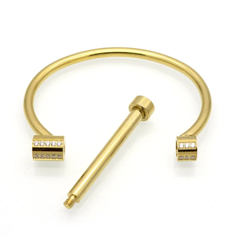 Brand Jewellery Screw Love Bracelets For Women CNC Inlaid Zircon Crystal D Shape Bracelets & Bangles Pulsera Christmas Gift