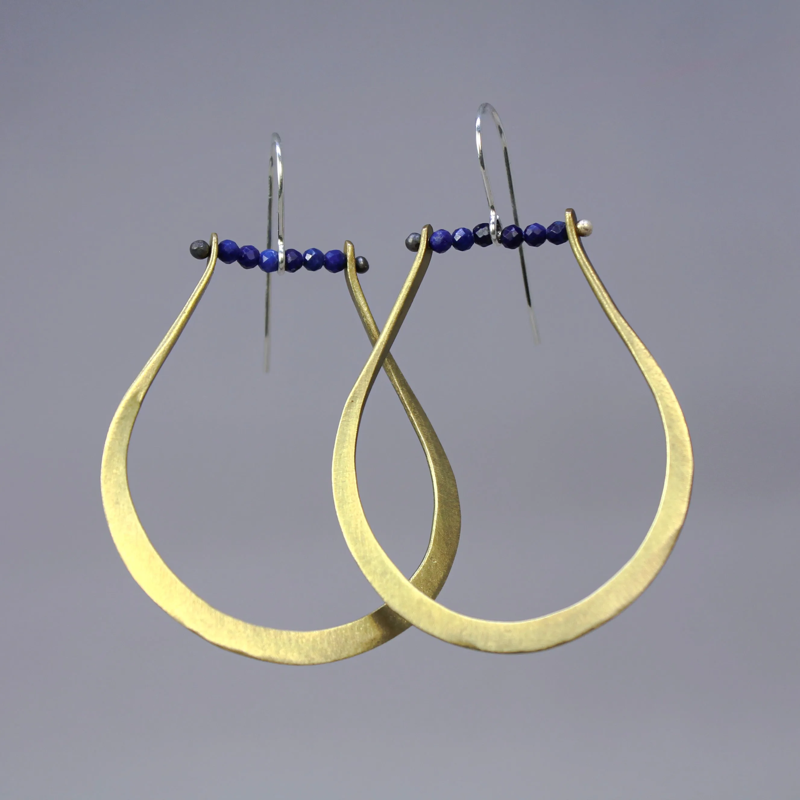 Brass and Bead Stirrup Earrings by Eric Silva