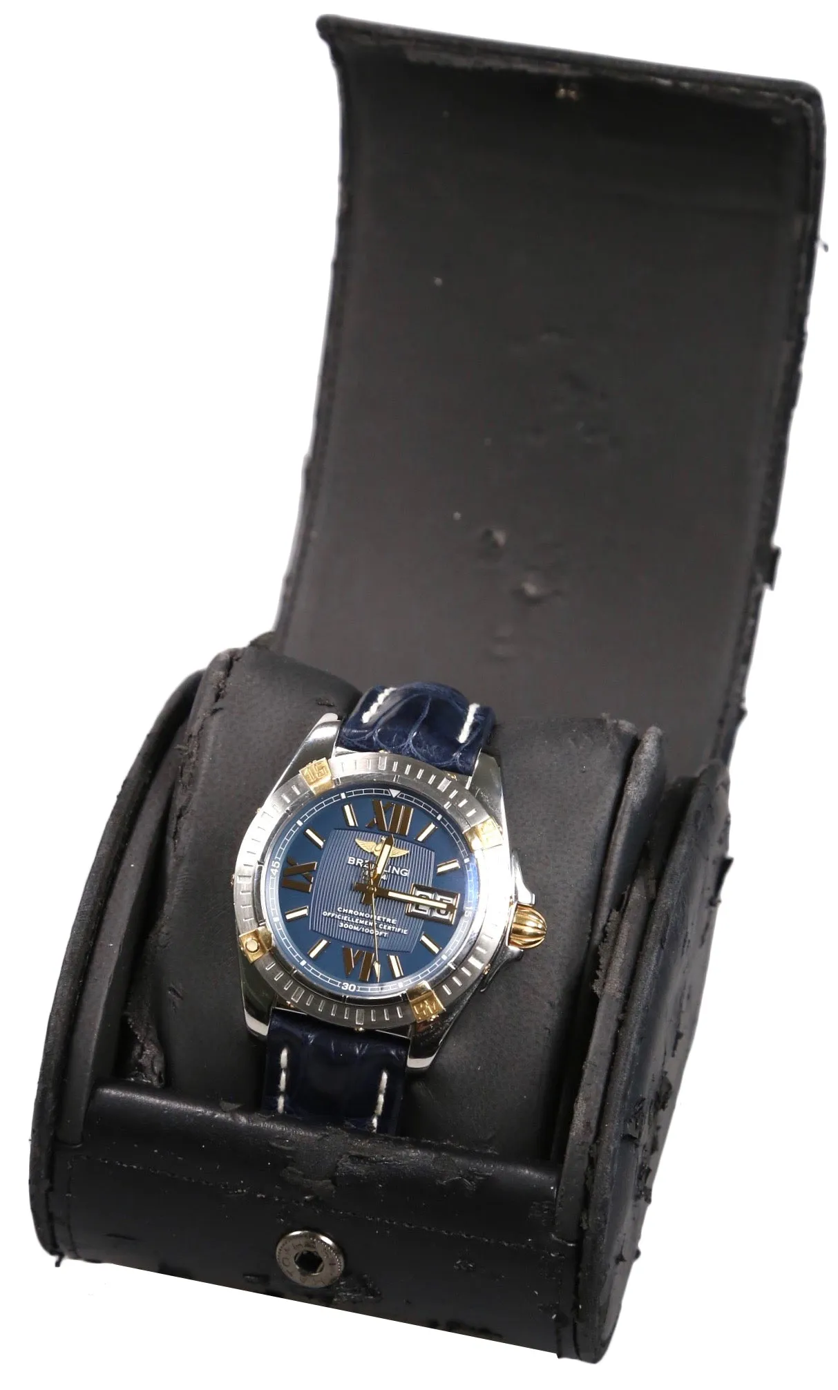 Breitling Galatic 41mm Blue Big Date 18K Two Tone Blue Steel B49350 Swiss Watch