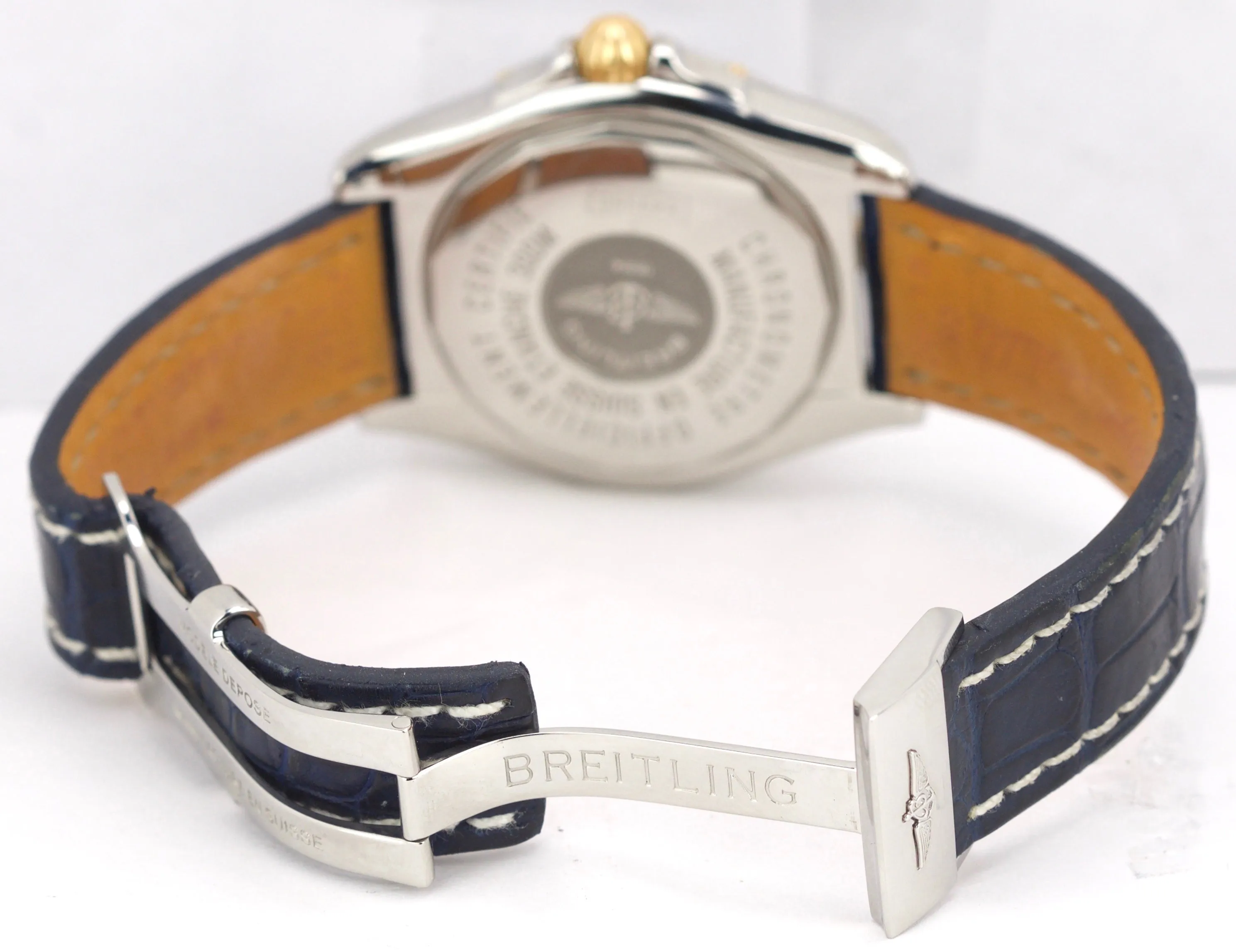 Breitling Galatic 41mm Blue Big Date 18K Two Tone Blue Steel B49350 Swiss Watch