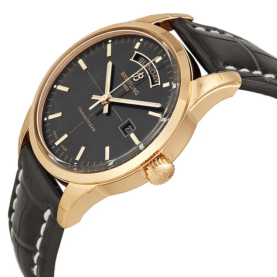 Breitling Transocean Black Dial 18kt Rose Gold Men's Watch R4531012-BB70BKCD R4531012-BB70-744P-R20D.1