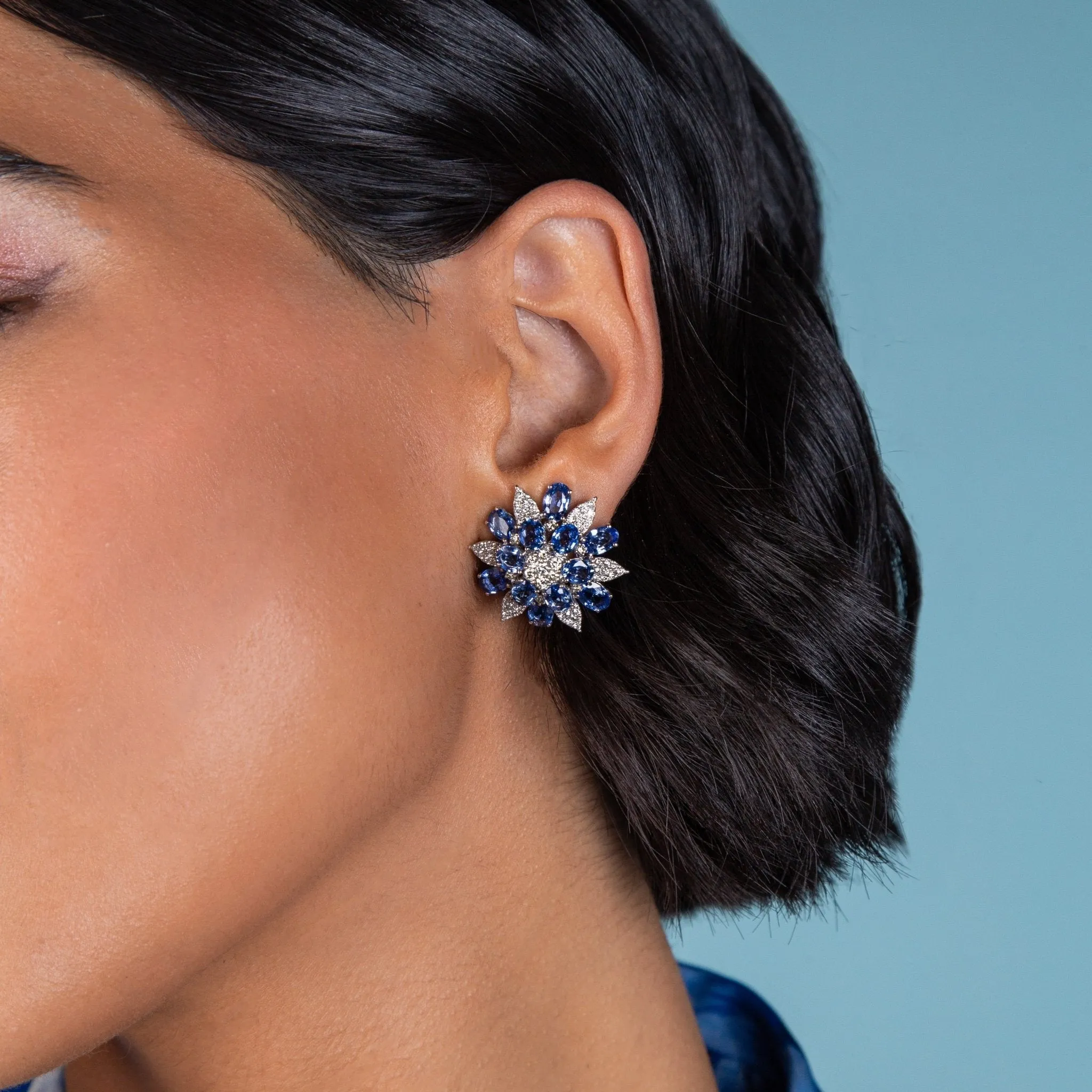 Brillante Blue Sapphire and Diamond Earrings