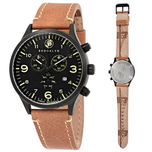 Brooklyn Watch Co. Bedford Brownstone Chronograph Black Dial Men's Watch 307-B-01-TS