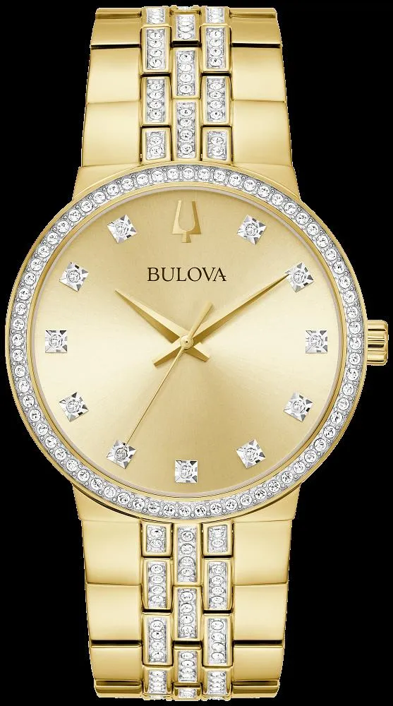 Bulova Crystal Collection Mens-Watch Gold-Tone