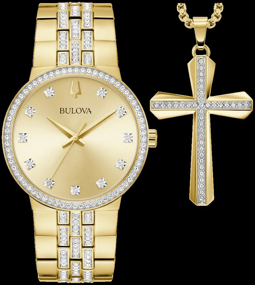 Bulova Crystal Collection Mens-Watch Gold-Tone