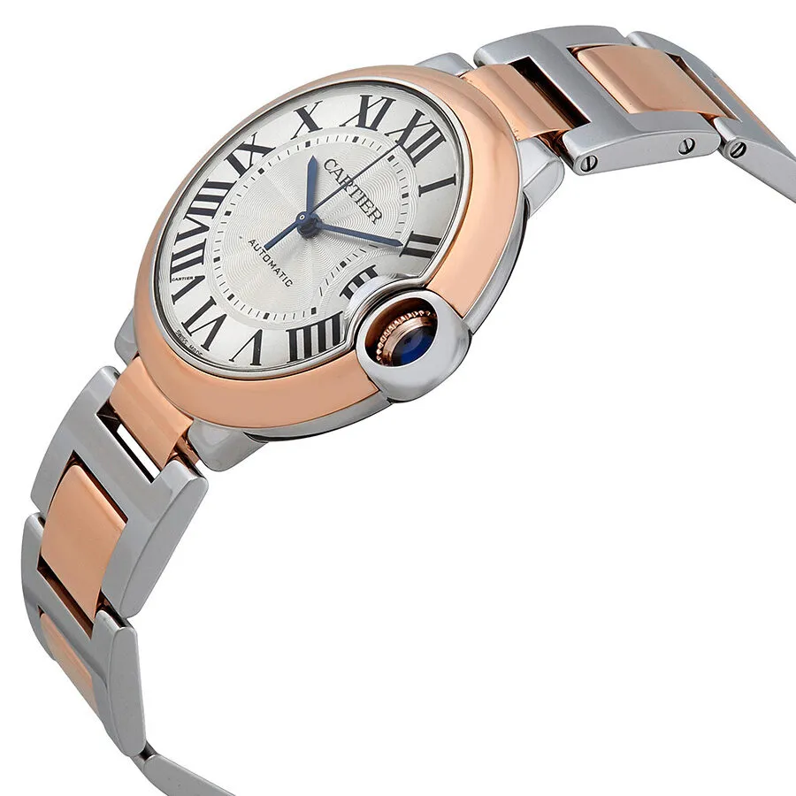Cartier Ballon Bleu De Cartier Silvered Flinque Guilloche Dial Automatic Ladies Watch W2BB0003