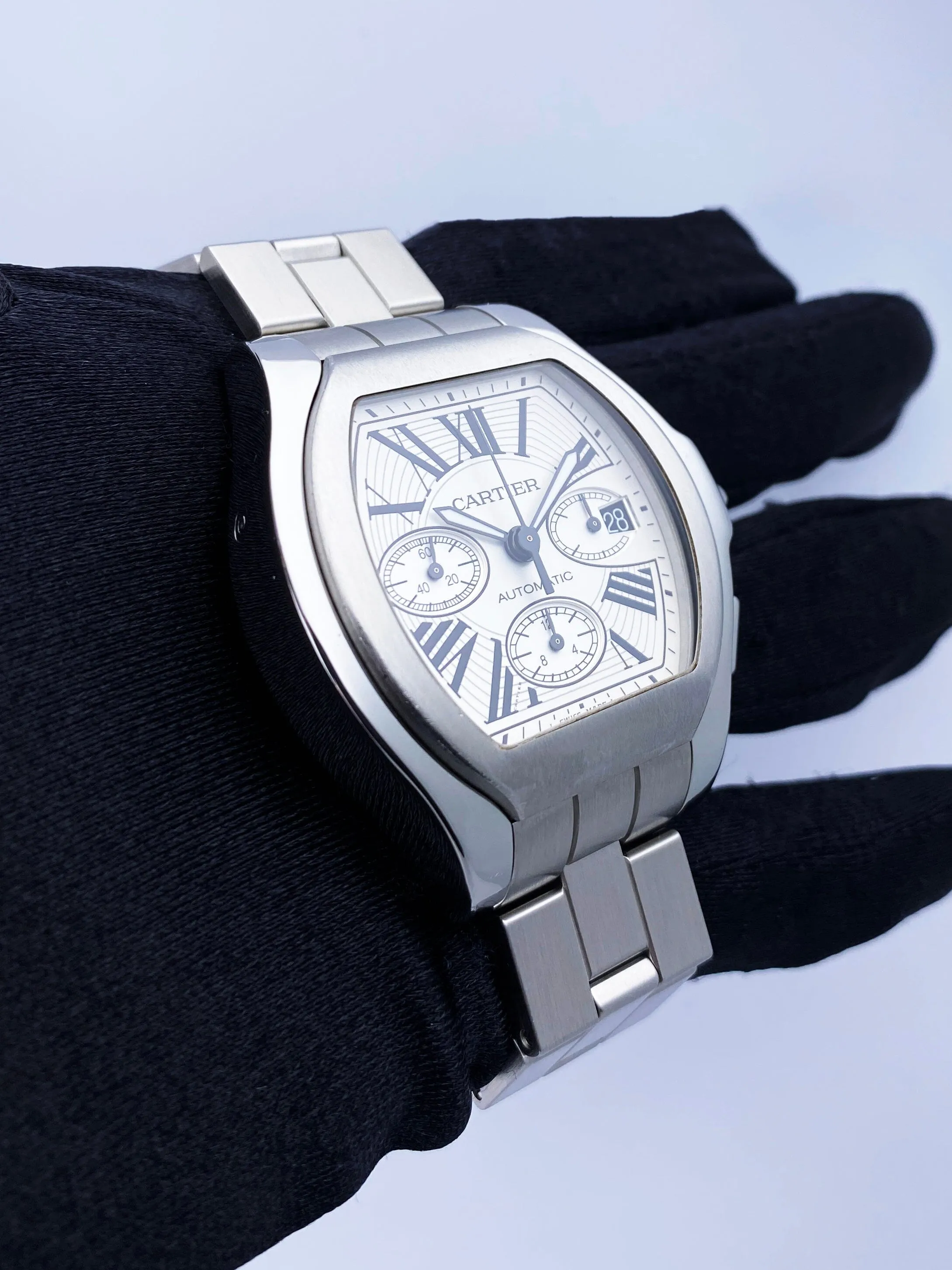 Cartier Roadster XL W6206019 Sliver Dial Mens Watch Box Papers