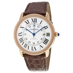 Cartier Ronde Solo de Cartier XL Automatic Silver Dial 18 kt Rose Gold Men's Watch W6701009