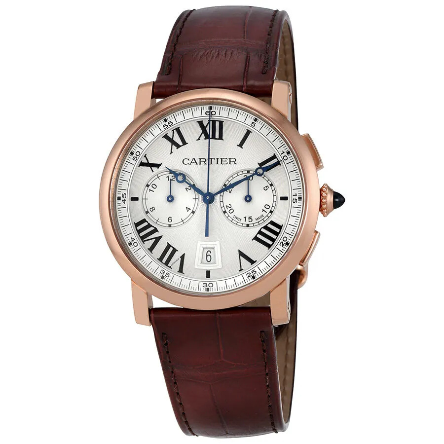 Cartier Rotonde Silver Sunday Dial 18kt Pinks Gold Men's Watch W1556238