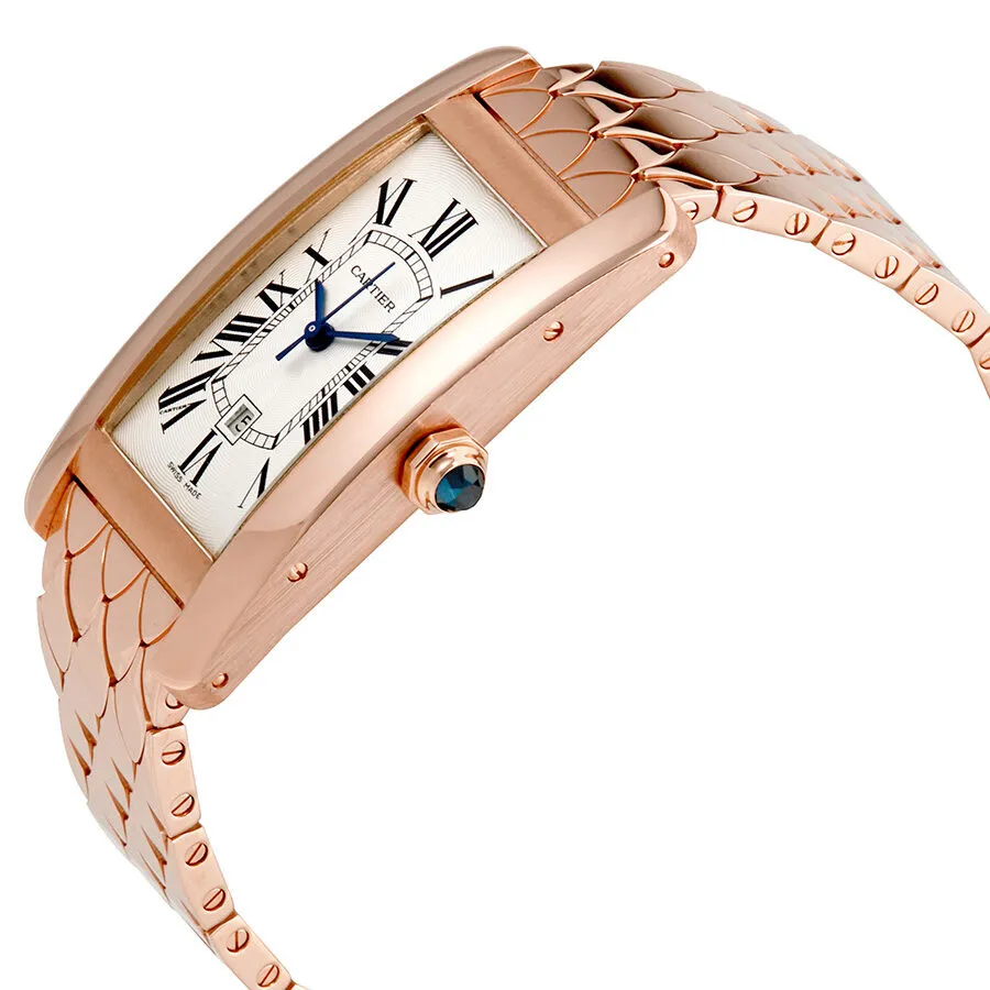 Cartier Tank Americaine 18kt Pink Gold Silvered Flinque Dial Ladies Watch W2620032