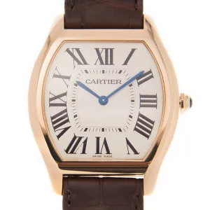 Cartier Tortue Silver Dial 18K Pink Gold Men's Large Watch WGTO0002