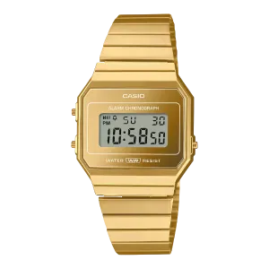 Casio Gold Stainless Steel Black Dial Quartz Watch for Gents - A700-WEVG-9ADF