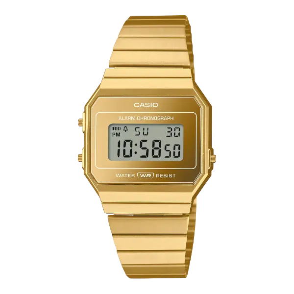 Casio Gold Stainless Steel Black Dial Quartz Watch for Gents - A700-WEVG-9ADF