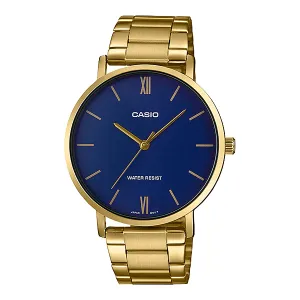 Casio Gold Stainless Steel Blue Dial Quartz Watch for Gents - MTP-VT01G-2BUDF