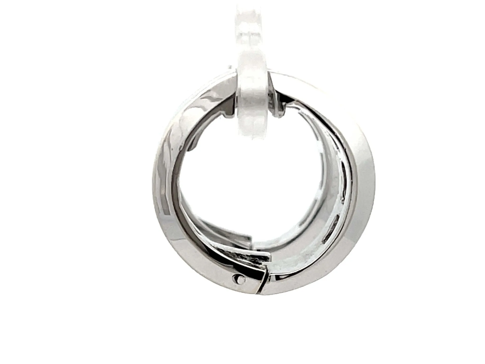 Channel Set Ruby and Diamond Hoop Earrings 18k White Gold