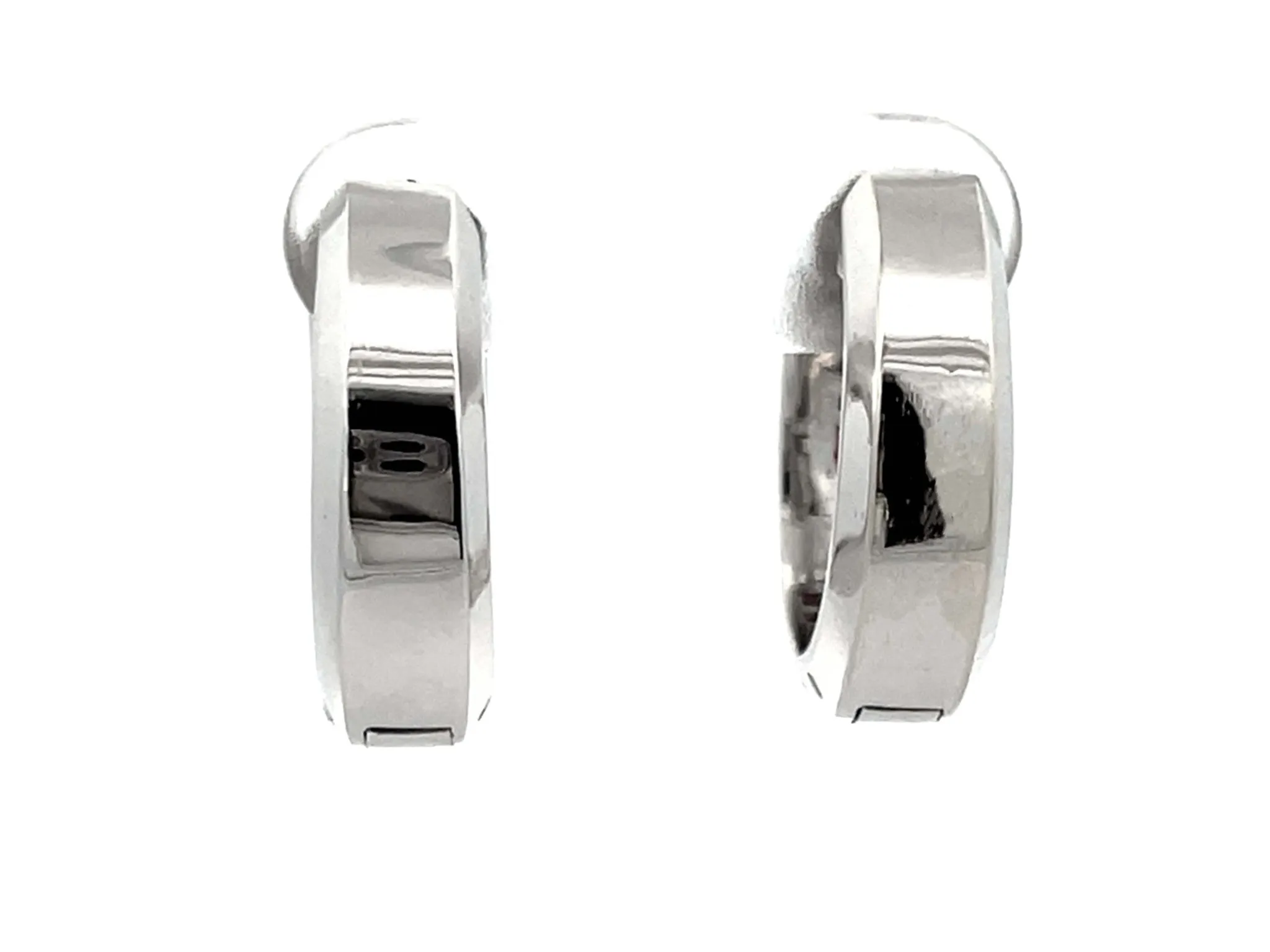 Channel Set Ruby and Diamond Hoop Earrings 18k White Gold