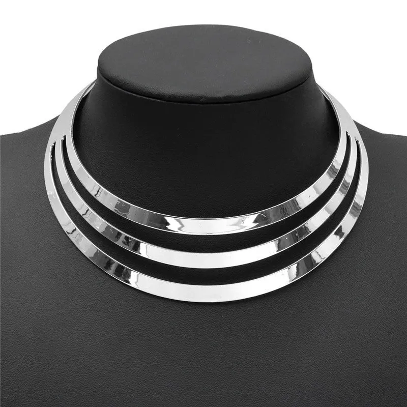 Charm Choker Necklaces Women Gorgeous Metal Multi Layer Statement Bib Collar Necklace Fashion Jewelry Accessories