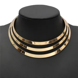 Charm Choker Necklaces Women Gorgeous Metal Multi Layer Statement Bib Collar Necklace Fashion Jewelry Accessories