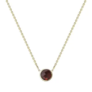 Checker Board Round Garnet Solitaire Necklace (1.0.ct.tw)