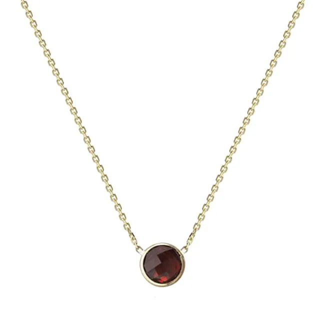 Checker Board Round Garnet Solitaire Necklace (1.0.ct.tw)