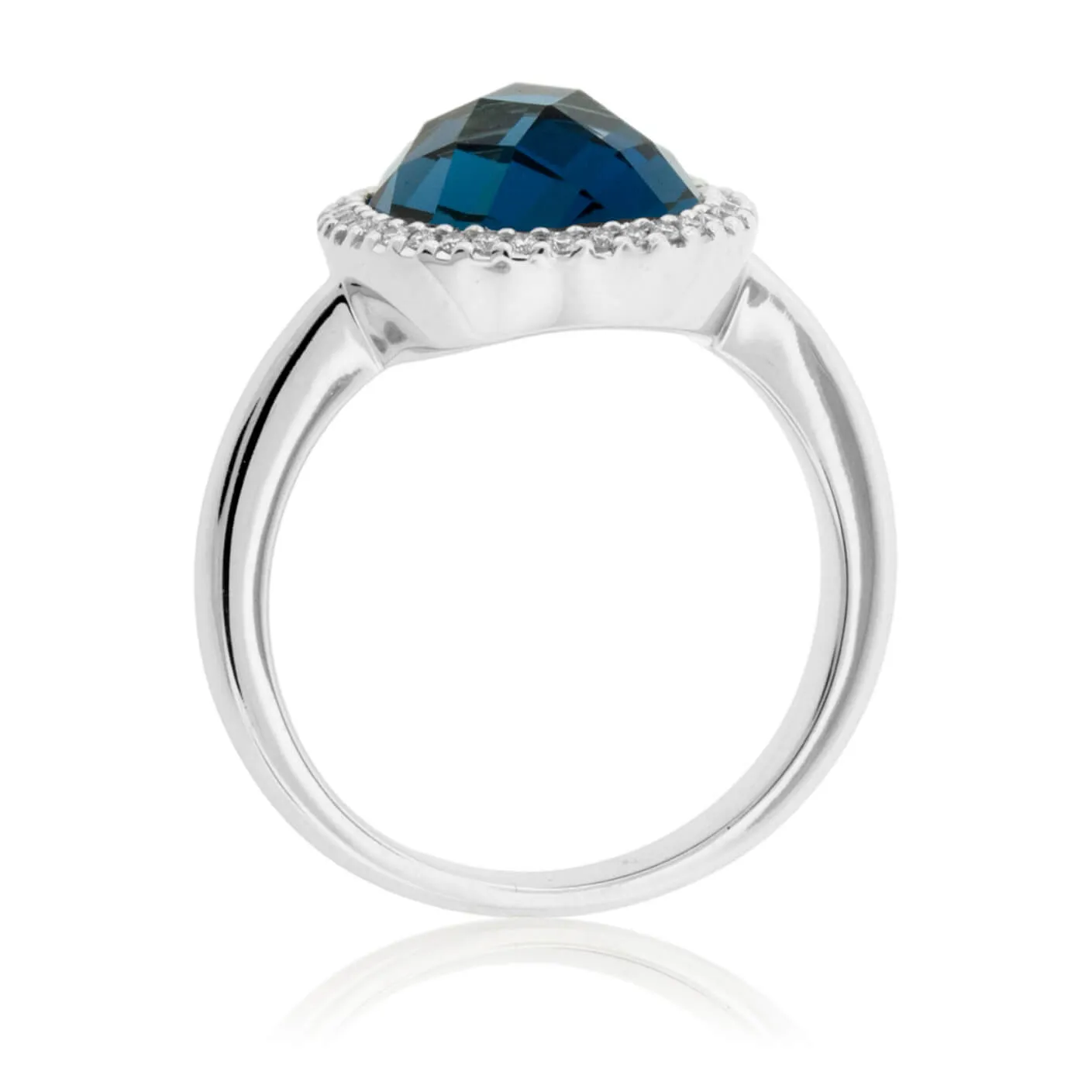 Checkerboard Cut London Blue Topaz Halo Style Ring
