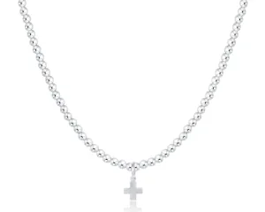 Choker Classic Sterling 3mm Bead - Signature Cross Sterling Charm