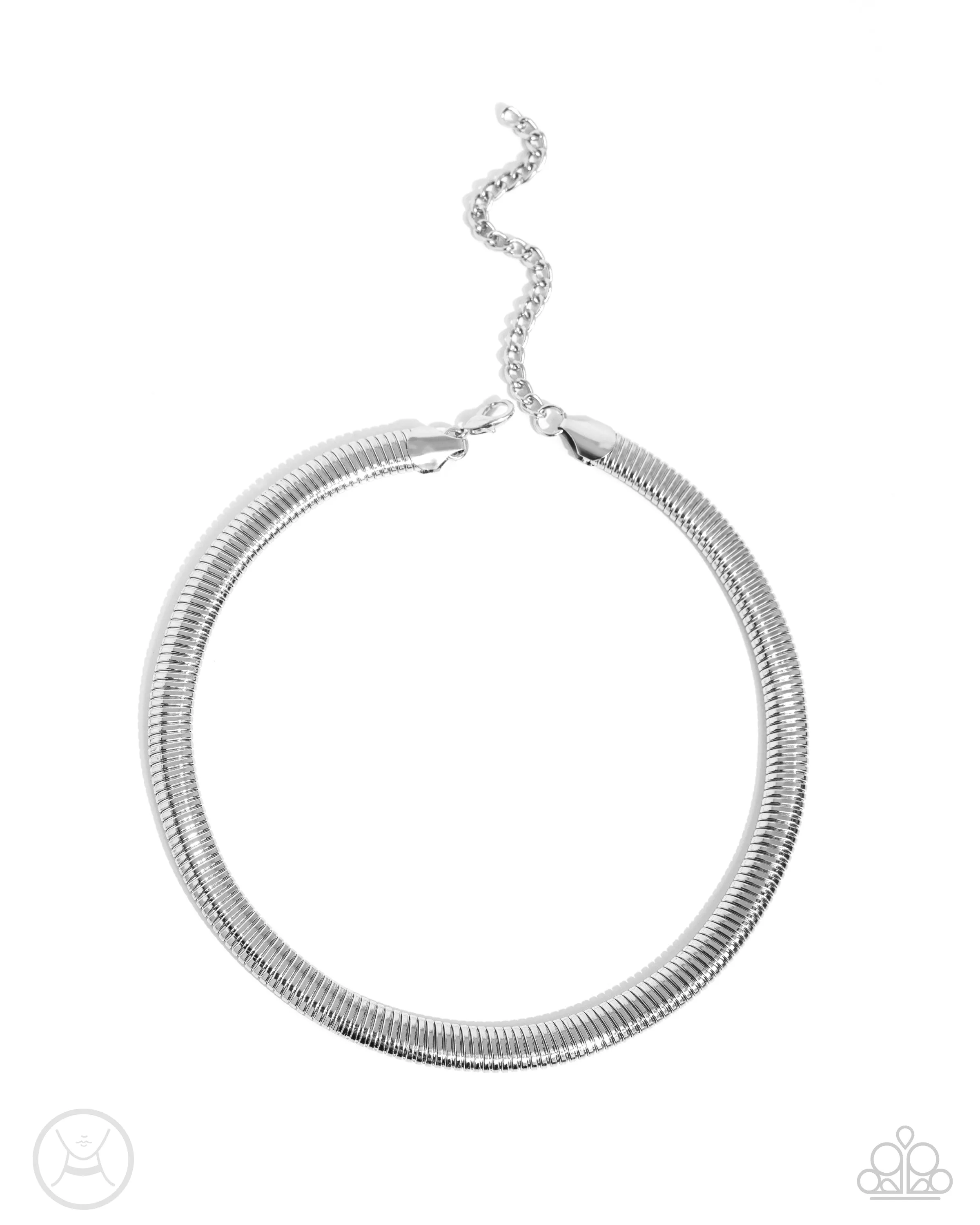 Choker Of The Century - Silver - Herringbone Chain Paparazzi Choker Necklace