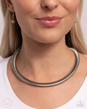 Choker Of The Century - Silver - Herringbone Chain Paparazzi Choker Necklace