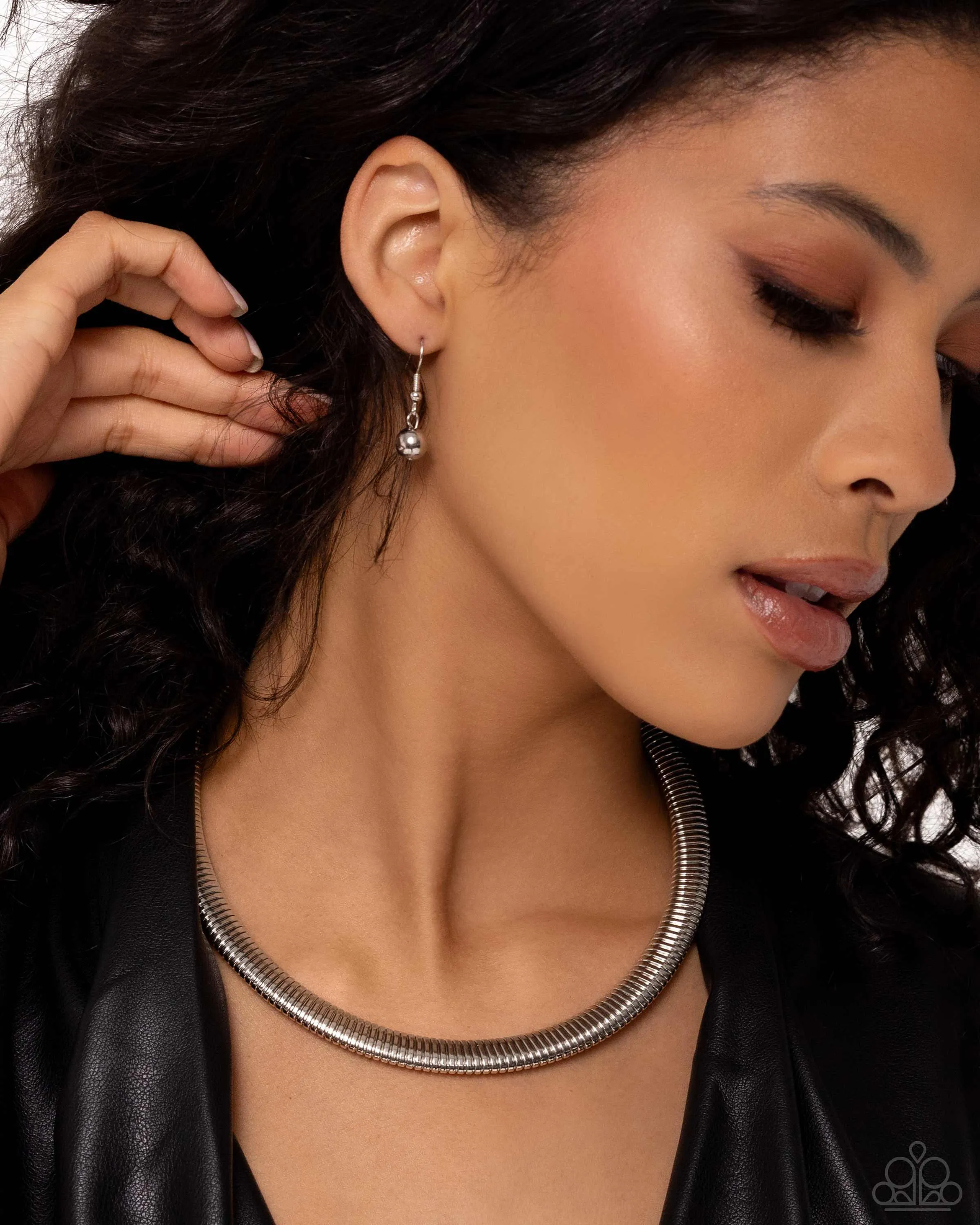 Choker Of The Century - Silver - Herringbone Chain Paparazzi Choker Necklace