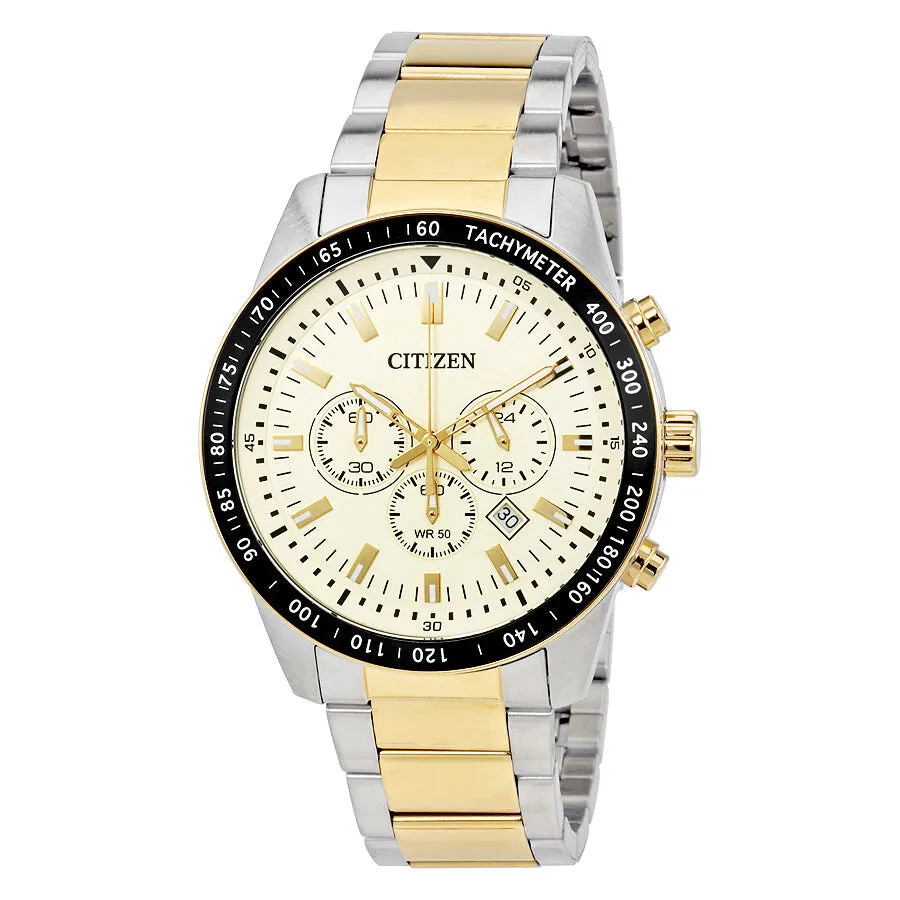 Citizen Cream Dial Men's Two Tone Chronograph Watch AN8076-57P