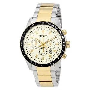 Citizen Cream Dial Men's Two Tone Chronograph Watch AN8076-57P