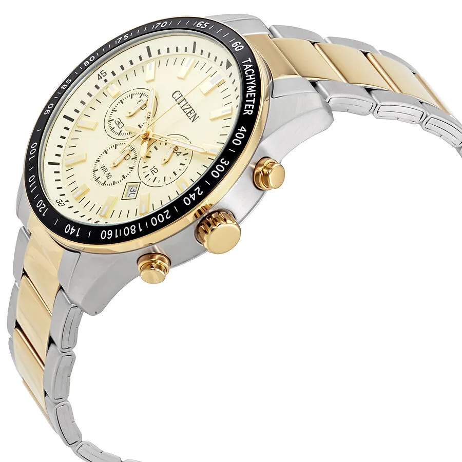 Citizen Cream Dial Men's Two Tone Chronograph Watch AN8076-57P