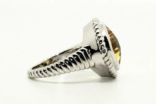 Citrine Rope Silver Ring