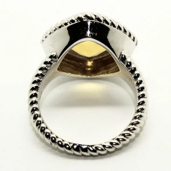 Citrine Rope Silver Ring