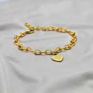 Classic Style Heart Shape Charm Stainless Steel and 18K Gold Plated  Bracelet
