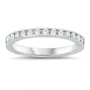 Clear CZ Eternity Stacking Wedding Ring New .925 Sterling Silver Band Sizes 4-10