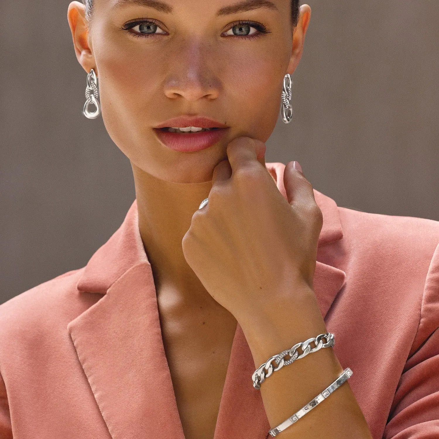 Cleo Pave Link Silver Bracelet