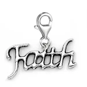 Clip on Faith Dangle Charm Pendant for European Clip on Charm Jewelry w/ Lobster Clasp