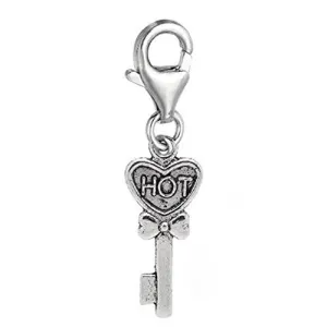 Clip on Hot Bow Key Dangle Charm Pendant for European Clip on Charm Jewelry w/ Lobster Clasp
