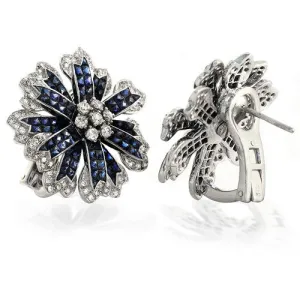 Cluster Floral Sapphire & Diamond Earrings, 18k