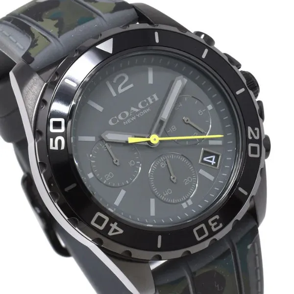 Coach Kent Camo Multi Color Silicone Strap Black Dial Chronograph Quartz Watch for Gents - 14602567