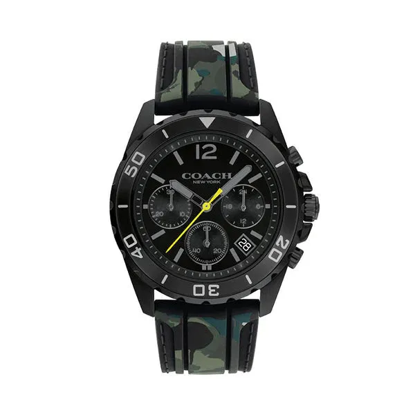 Coach Kent Camo Multi Color Silicone Strap Black Dial Chronograph Quartz Watch for Gents - 14602567