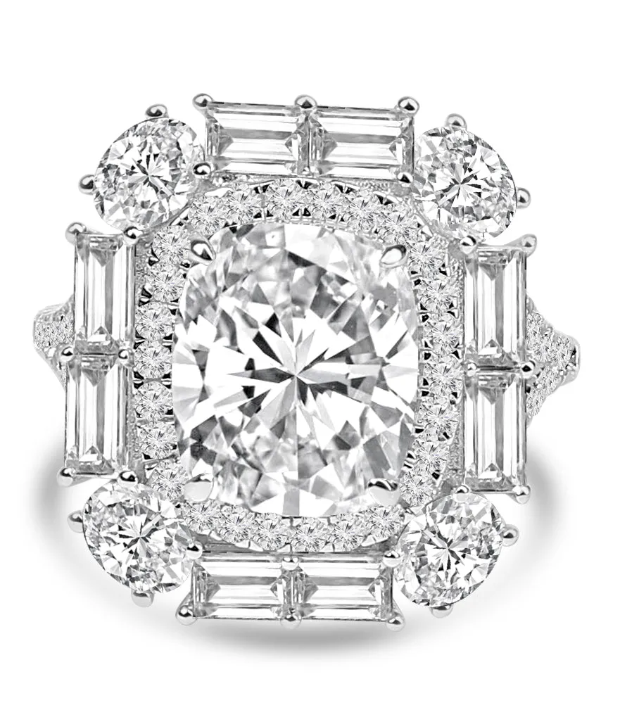 Cocktail Cushion Diamond Veneer Cubic Zirconia Ring. 800R1140