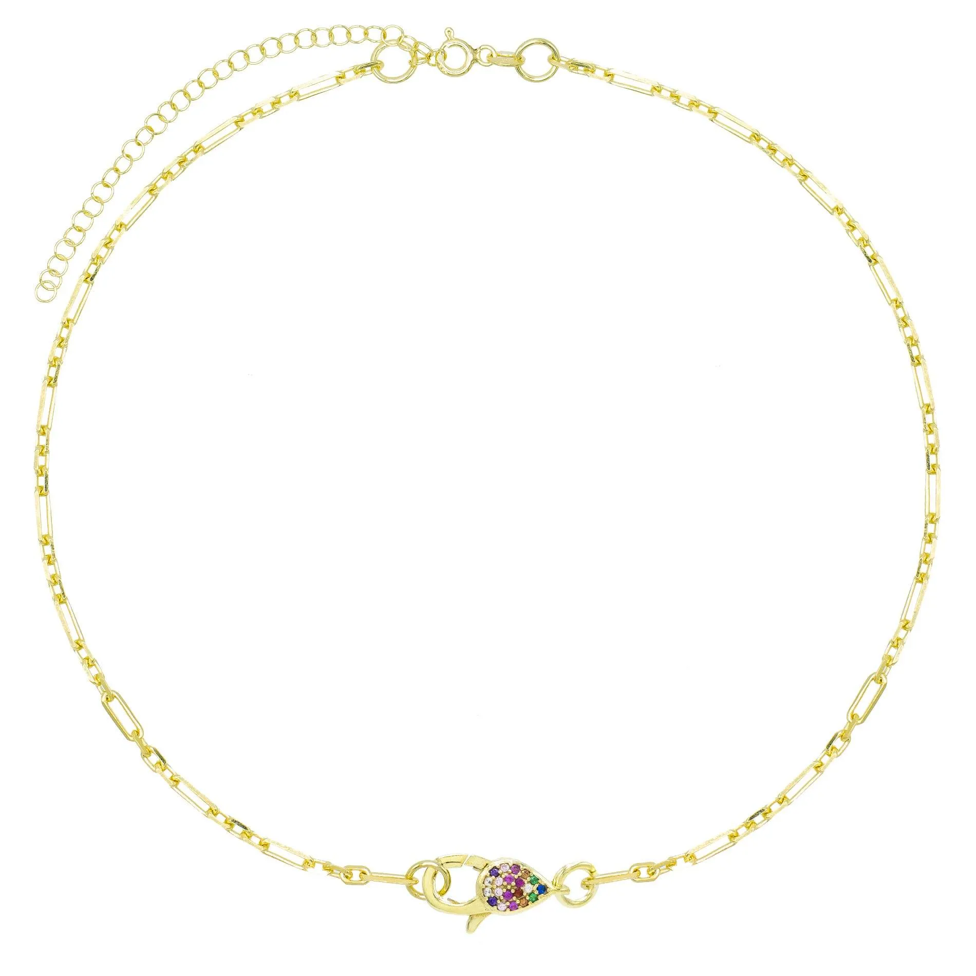Colored CZ Clasp Chain Choker