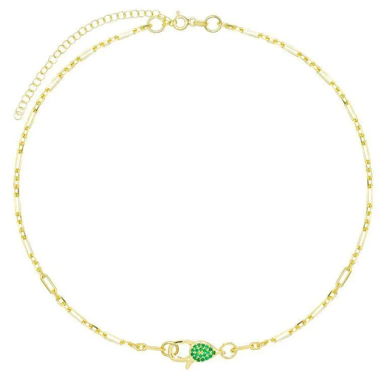 Colored CZ Clasp Chain Choker
